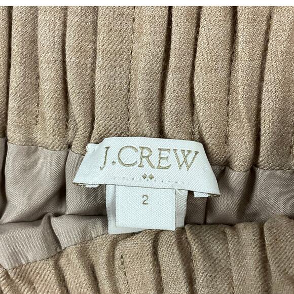 J. CREW Mini Skirt City Sidewalk Pleated Camel Tan Khaki sz 2 Wool Stretch - Picture 6 of 10